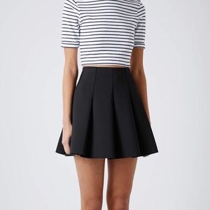 Topshop Black Pleated Scuba Skater Skirt Size 6